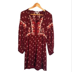 Lucky Brand  red floral pattern midi dress